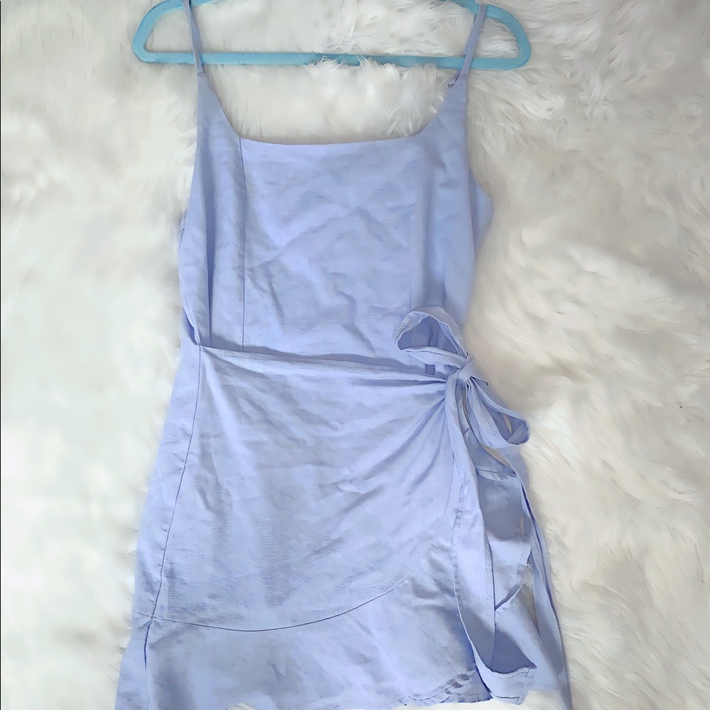 Princess Polly Mini Wrap Dress Baby Blue